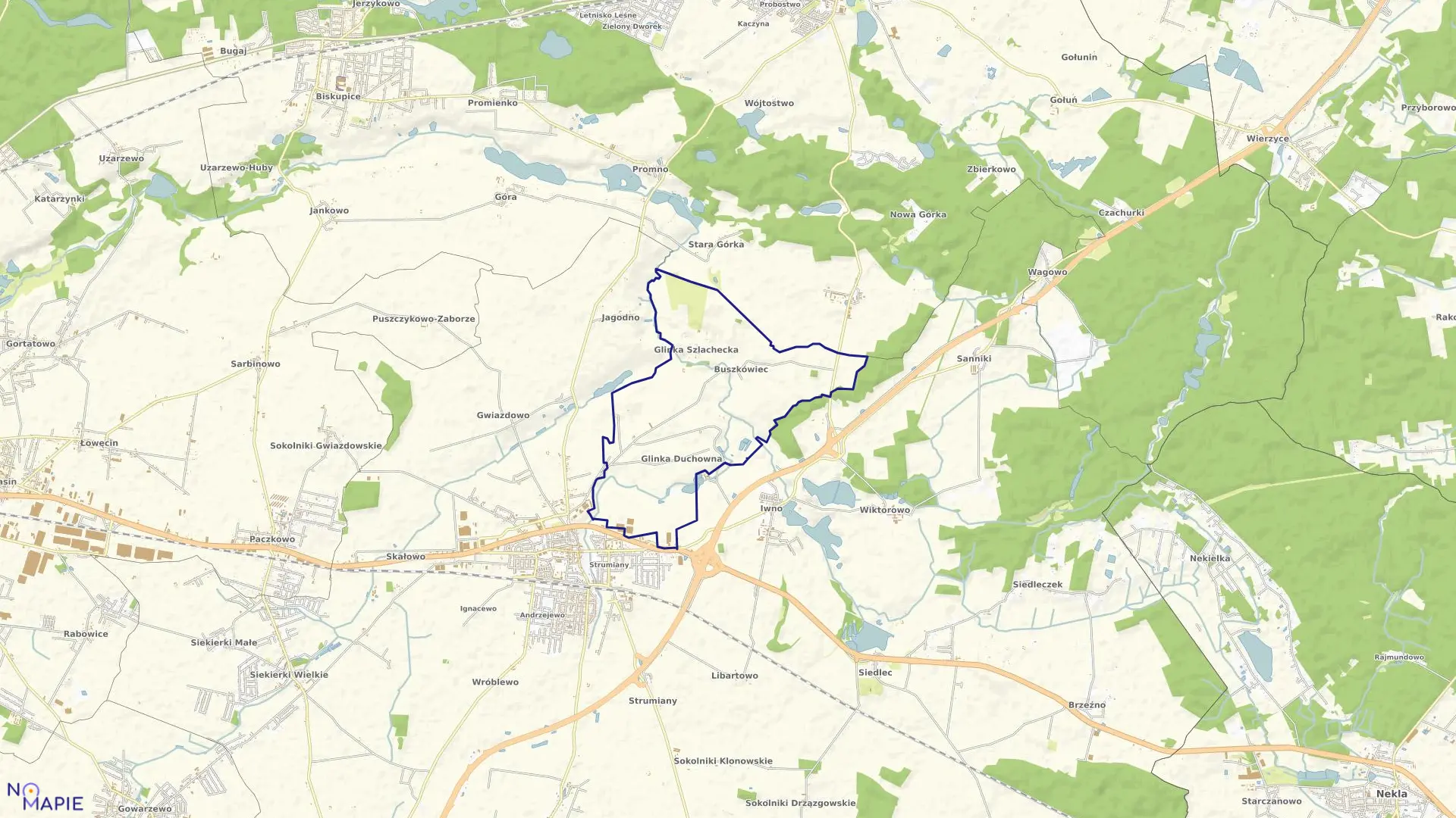 Mapa obrębu GLINKA DUCHOWNA w gminie Kostrzyń