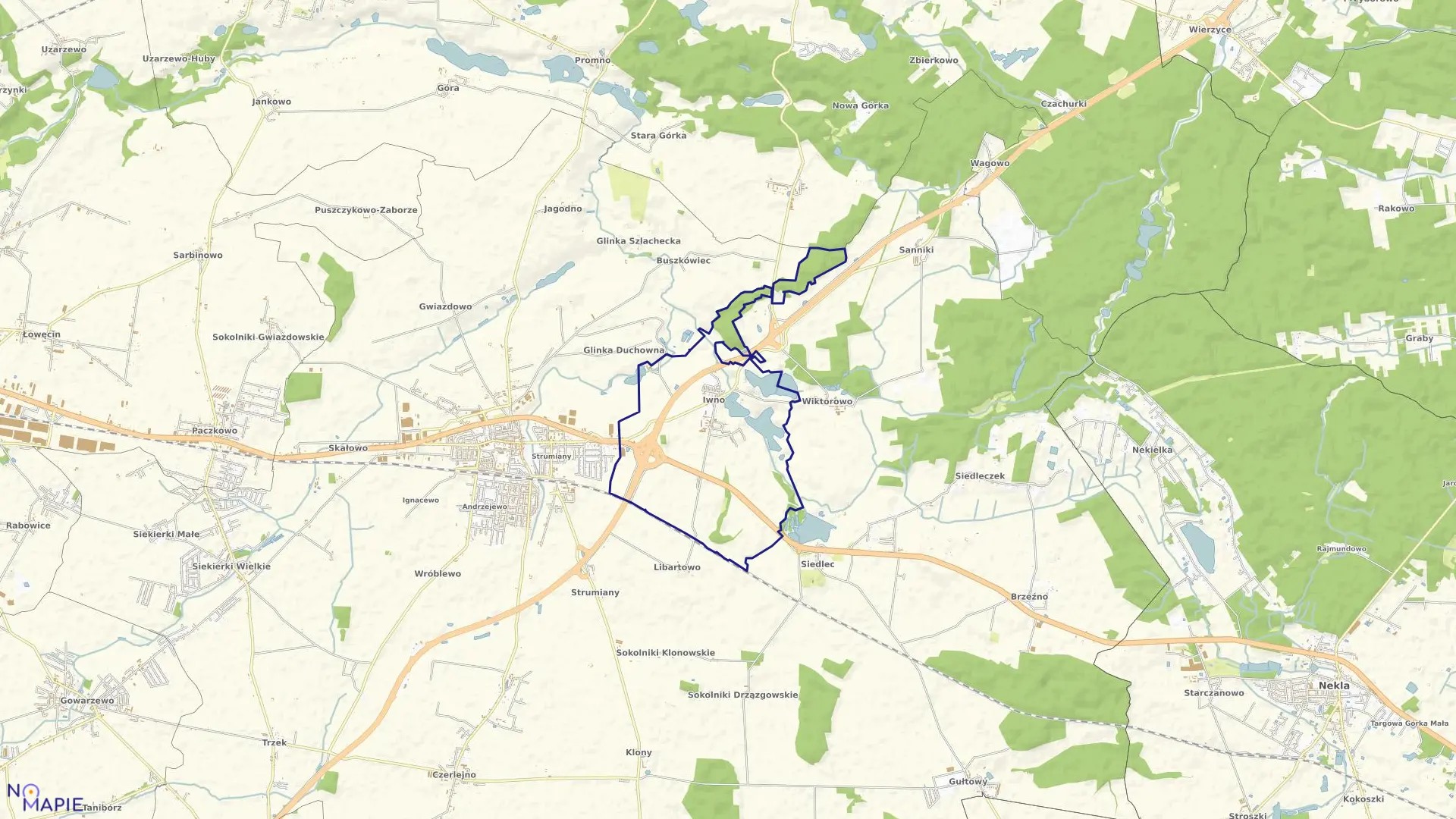 Mapa obrębu IWNO w gminie Kostrzyń