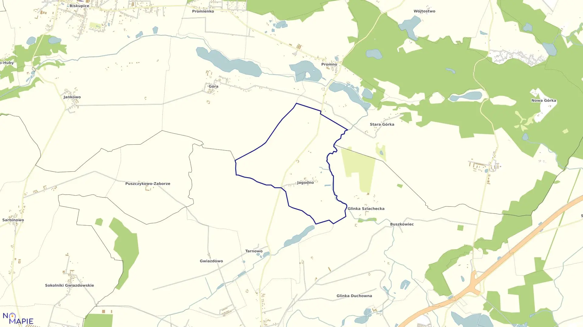 Mapa obrębu JAGODNO w gminie Kostrzyń