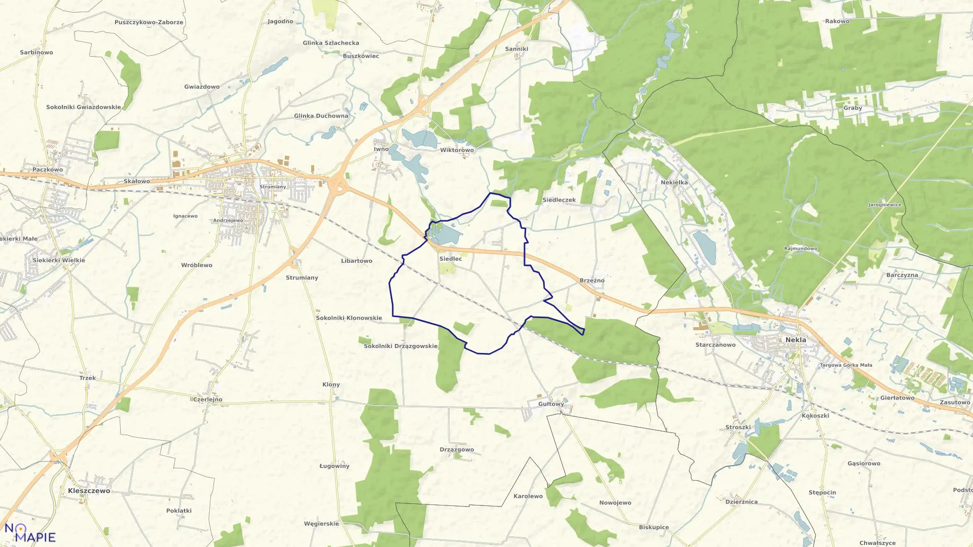 Mapa obrębu SIEDLEC w gminie Kostrzyń